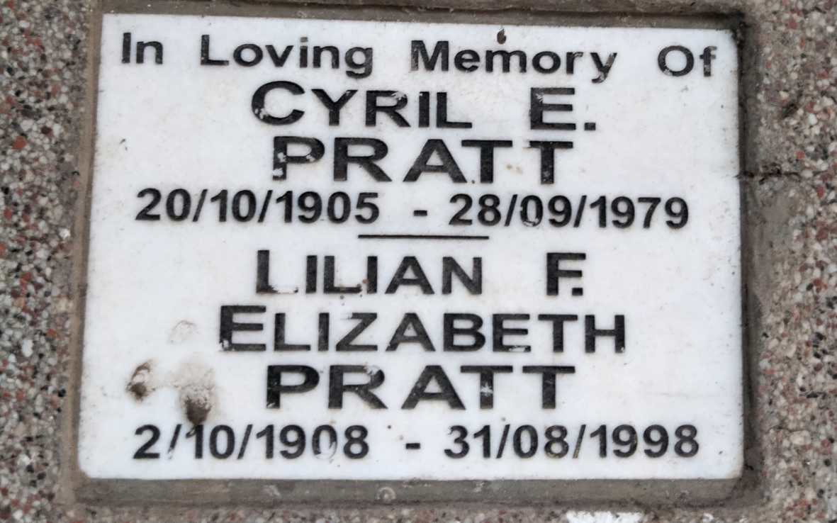 PRATT Cyril E. 1905-1979 & Lilian F. Elizabeth 1908-1998