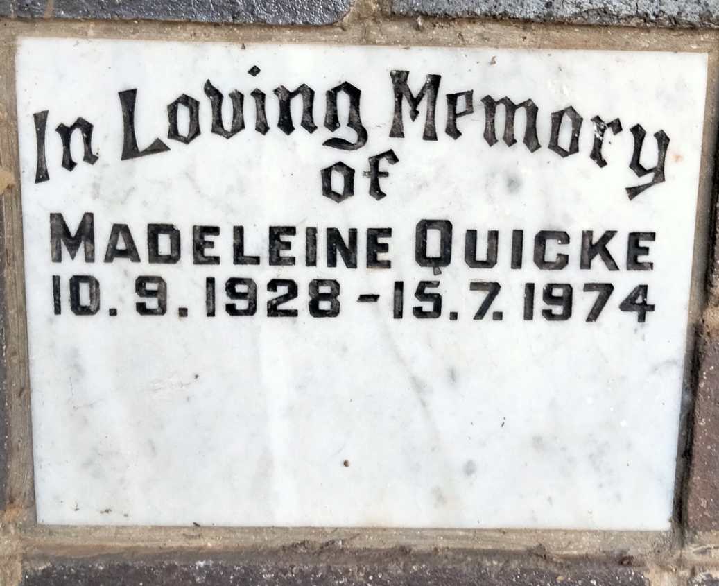 QUICKE Madeleine 1928-1974