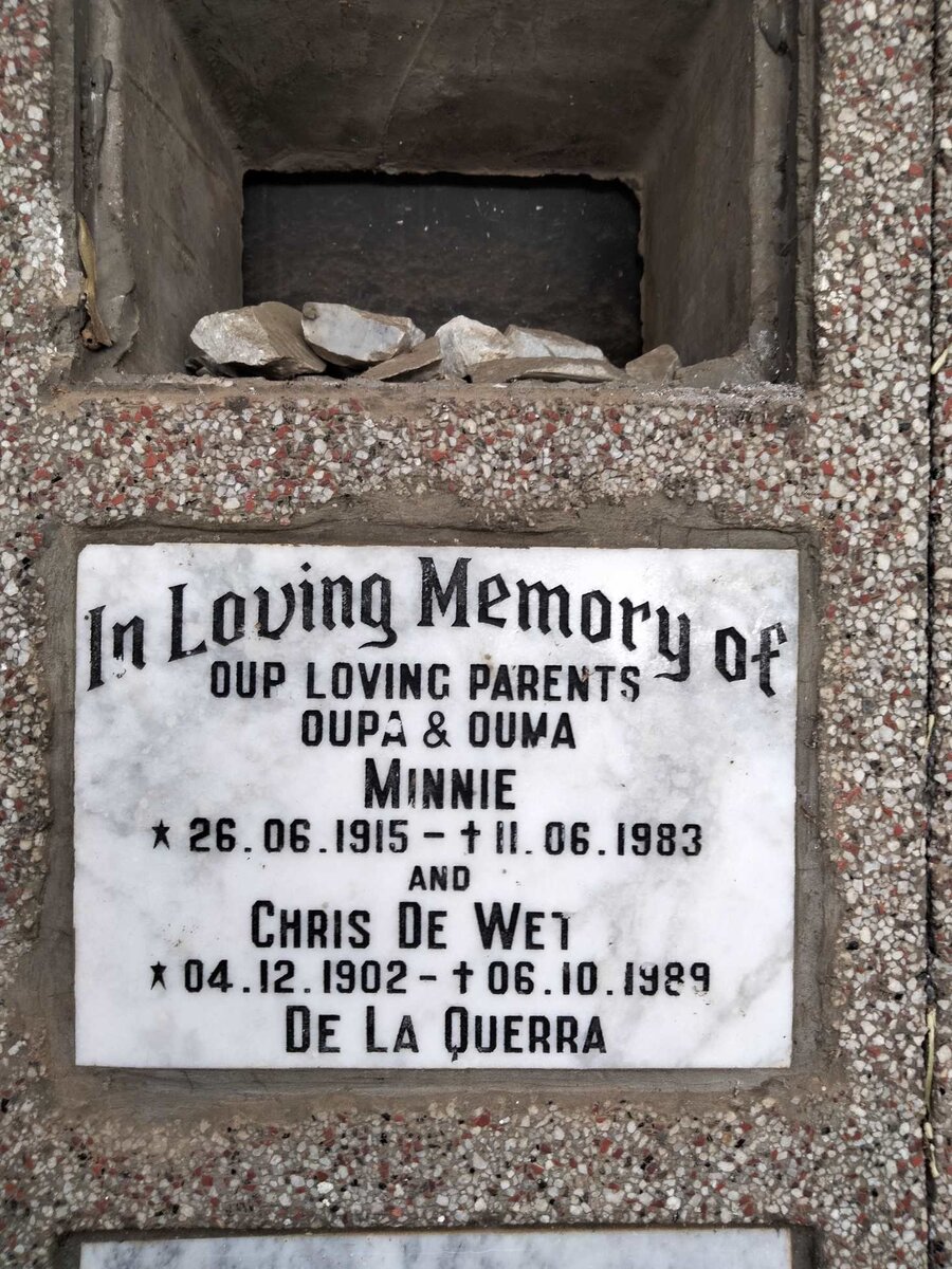 QUERRA Chris de Wet, de la 1902-1989 & Minnie 1915-1983