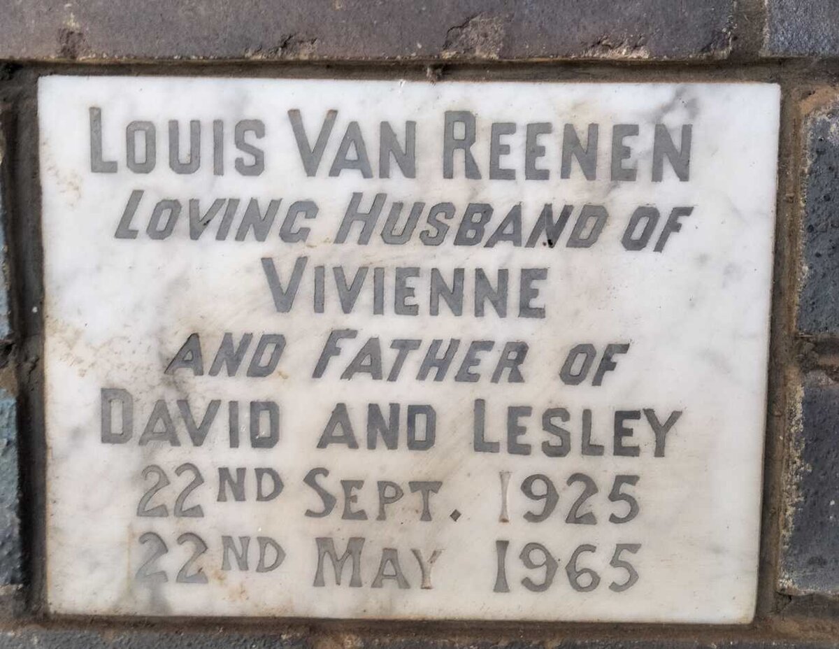 REENEN Louis, van 1925-1965