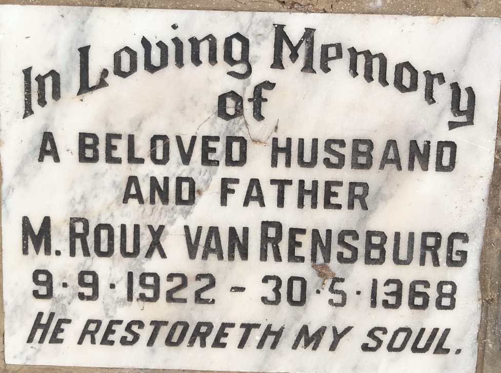 RENSBURG M. Roux, van 1922-1968