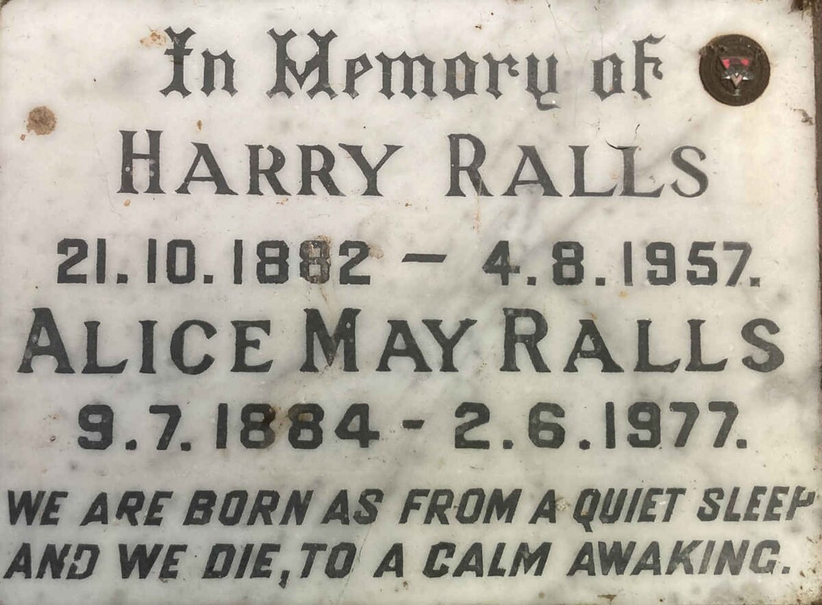RALLS Harry 1882-1957 & Alice May 1884-1977
