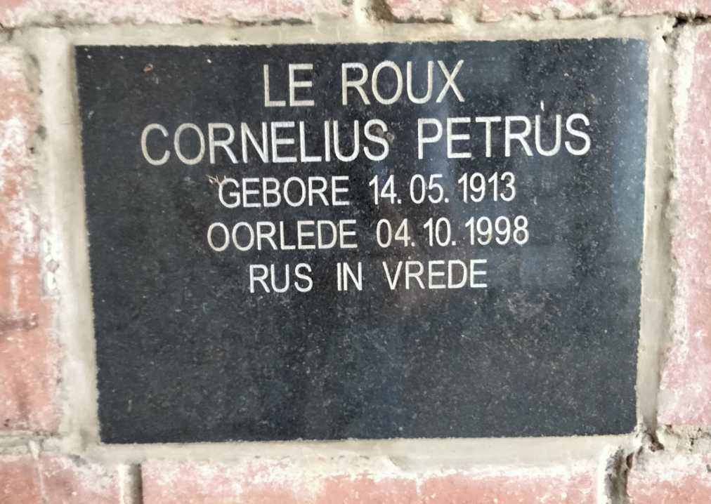 ROUX Cornelius Petrus, le 1913-1998