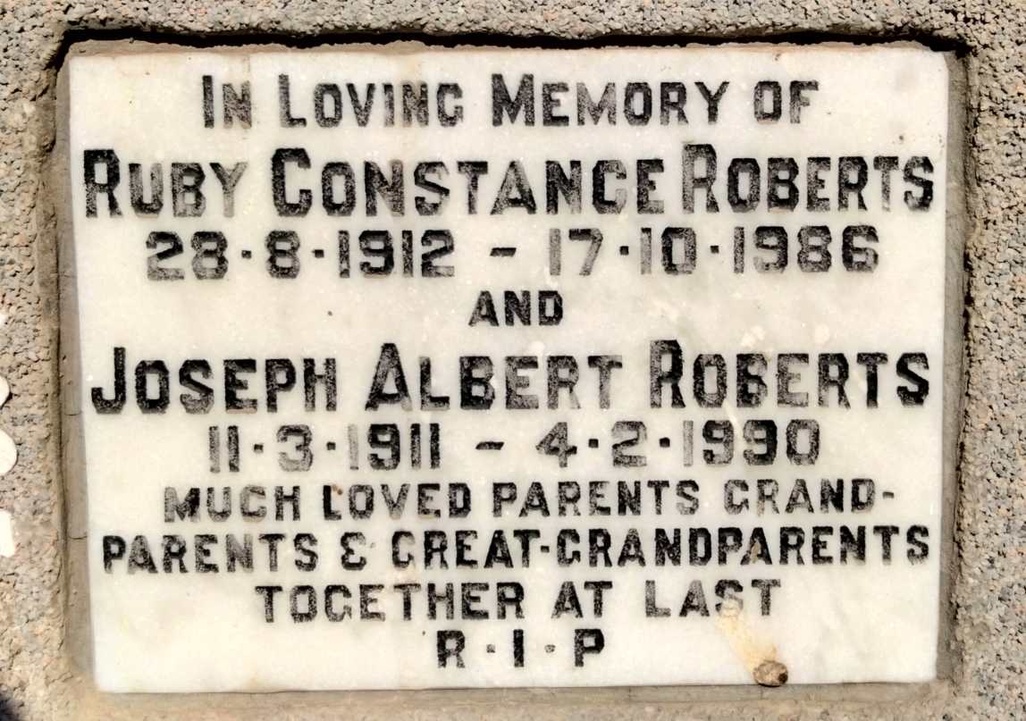 ROBERTS Joseph Albert 1911-1990 & Ruby Constance 1912-1986
