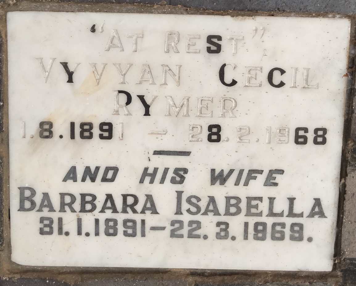 RYMER Vyvyan Cecil 1891-1968 & Barbara Isabella 1891-1969
