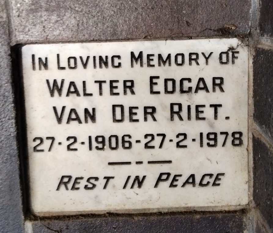 RIET Walter Edgar, van der 1906-1978