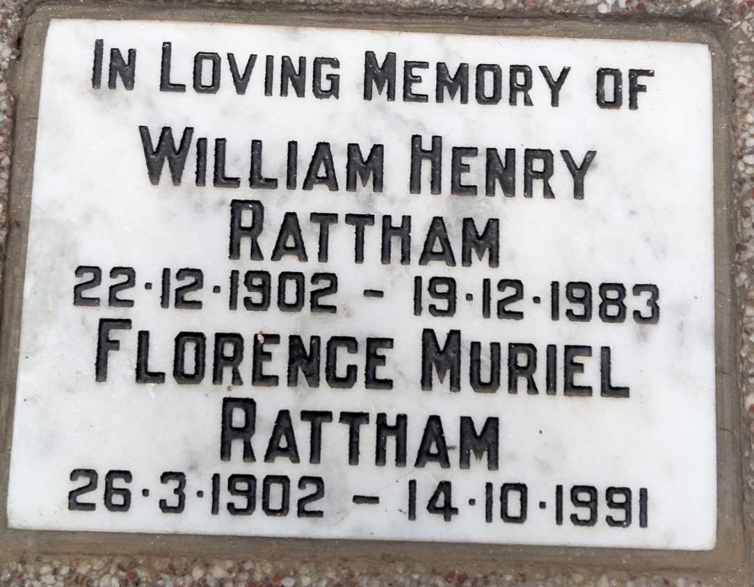 RATTHAM William Henry 1902-1983 & Florence Muriel 1902-1991