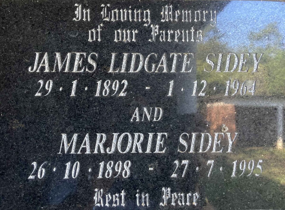 SIDEY James Lidgate 1892-1964 & Marjorie 1898-1995
