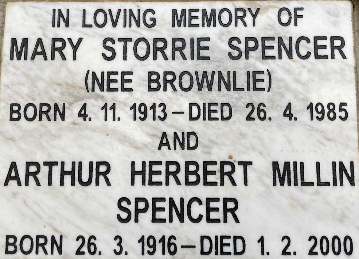 SPENCER Arthur Herbert Millin 1916-2000 & Mary Storrie BROWNLIE 1913-1985