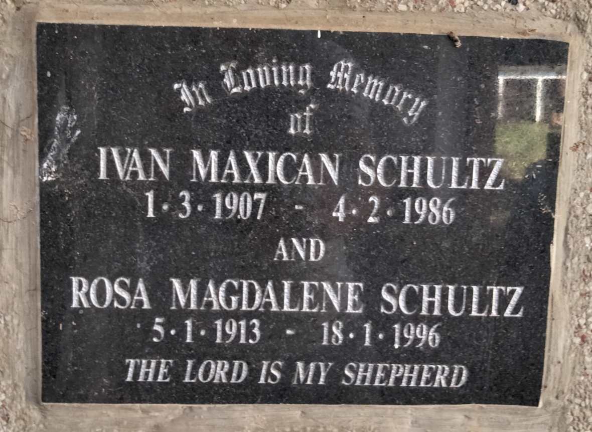 SCHULTZ Ivan Maxican 1907-1986 & Rosa Magdalene 1913-1996