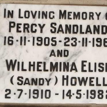 SANDLAND Percy 1905-1967 & Wilhelmina Elisia HOWELL 1910-1982
