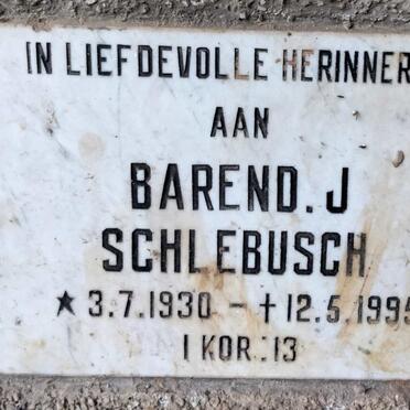 SCHLEBUSCH Barend J. 1930-1995