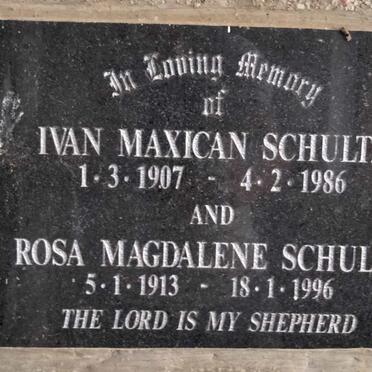 SCHULTZ Ivan Maxican 1907-1986 & Rosa Magdalene 1913-1996