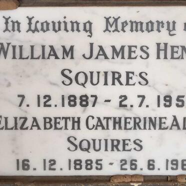 SQUIRES William James Henry 1887-1957 & Elizabeth Catherine Alice 1885-1961