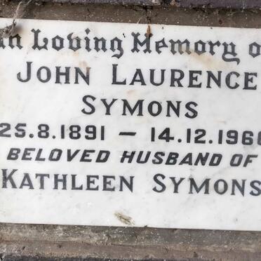 SYMONS John Laurence 1891-1966