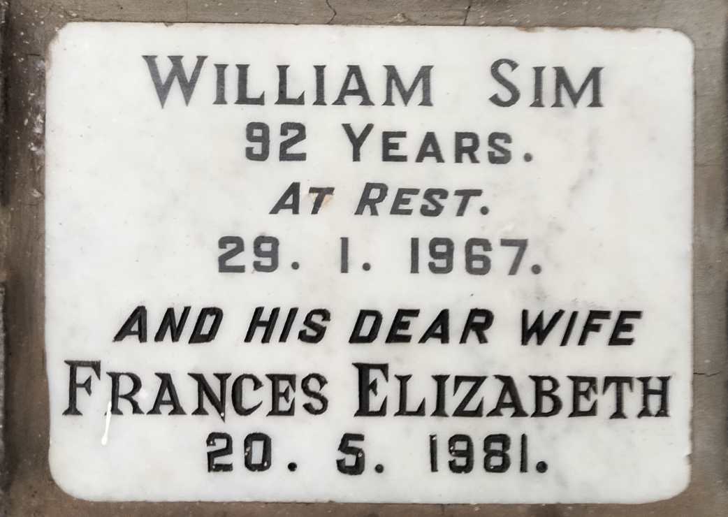 SIM William -1967 & Frances Elizabeth-1981