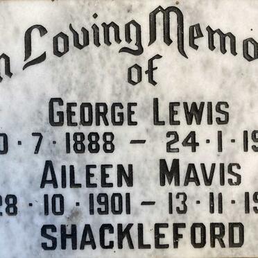 SHACKLEFORD George Lewis 1888-1975 & Aileen Mavis 1901-1986