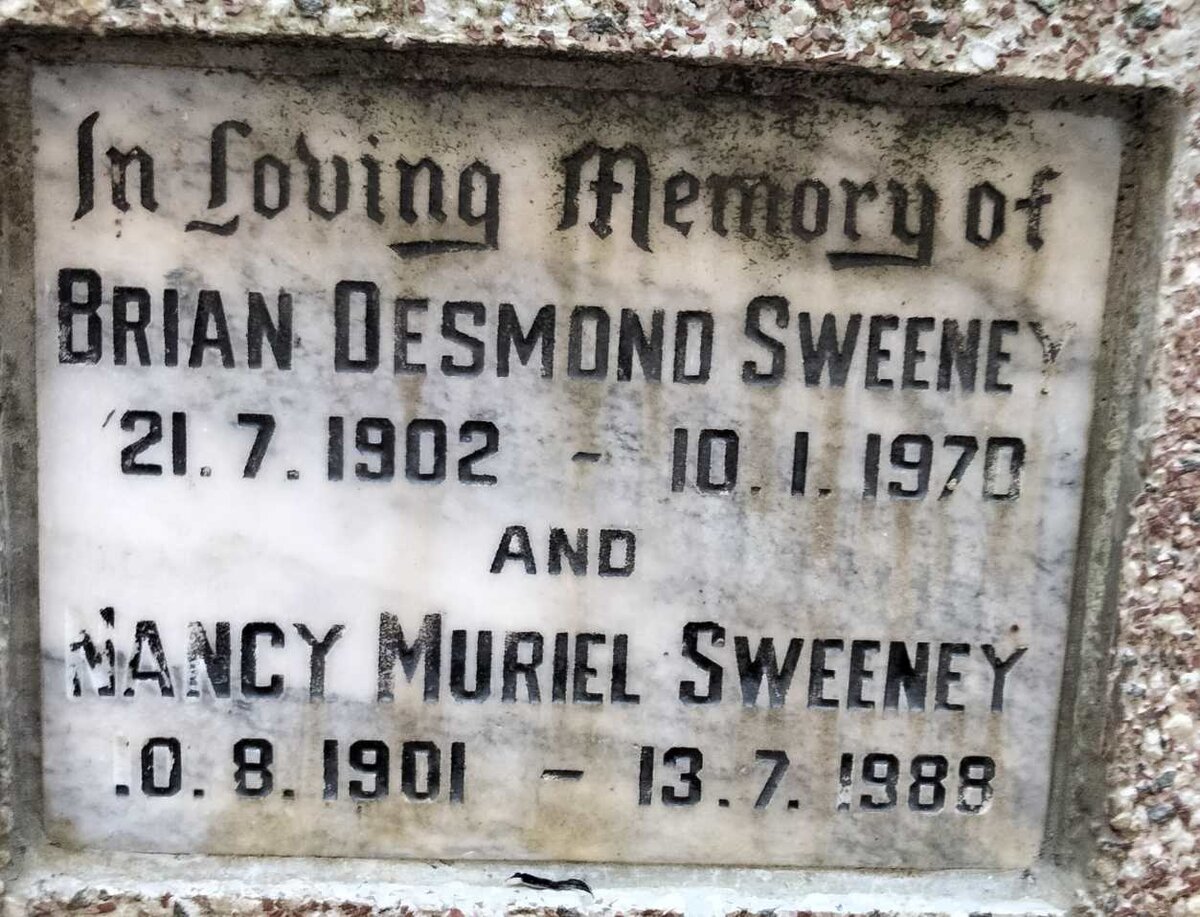 SWEENEY Brian Desmond 1902-1970 & Nancy Muriel 1901-1988