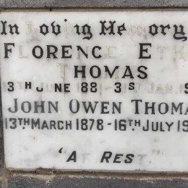 THOMAS John Owen 1878-1973 & Florence Ethel 1881-1968