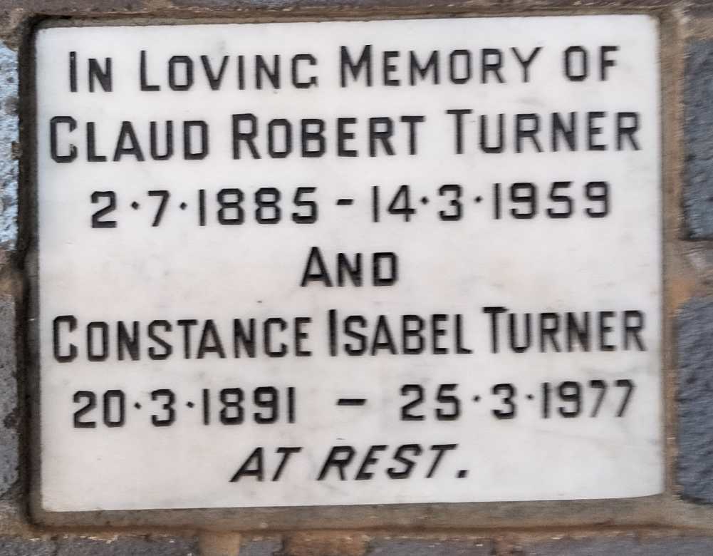 TURNER Claud Robert 1885-1959 & Constance Isabel 1891-1977