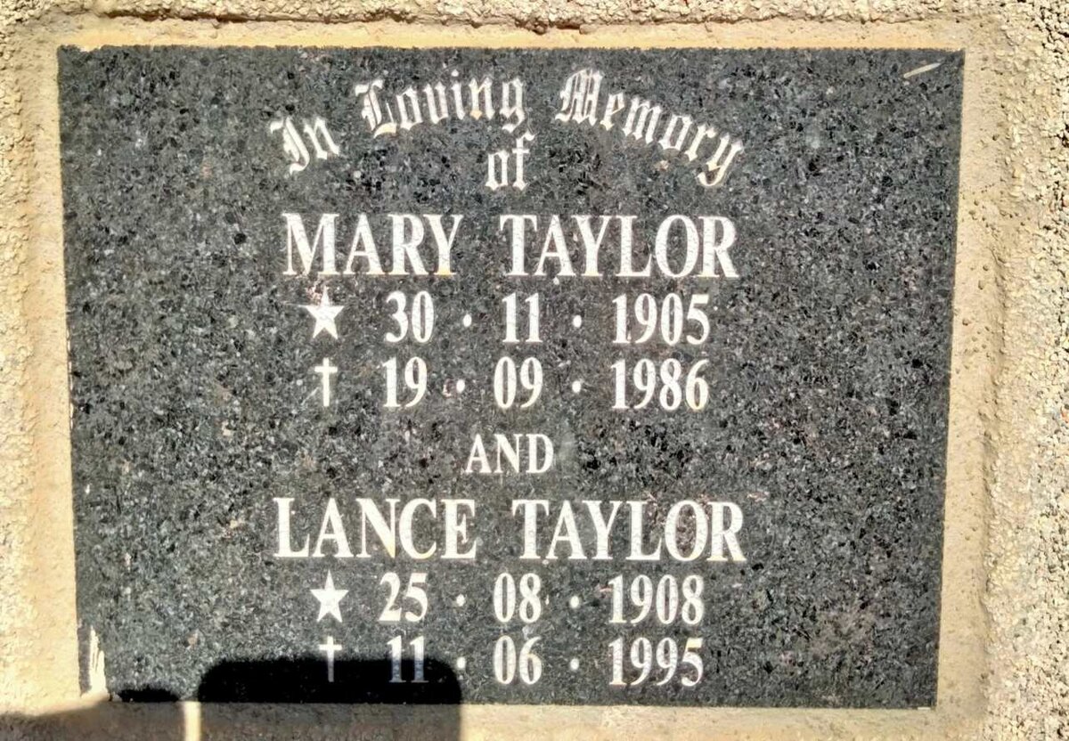 TAYLOR Lance 1908-1995 & Mary 1905-1986