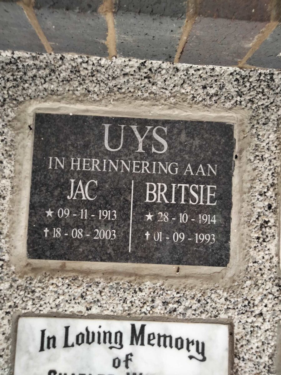 UYS Jac 1913-2003 & Britsie 1914-1993