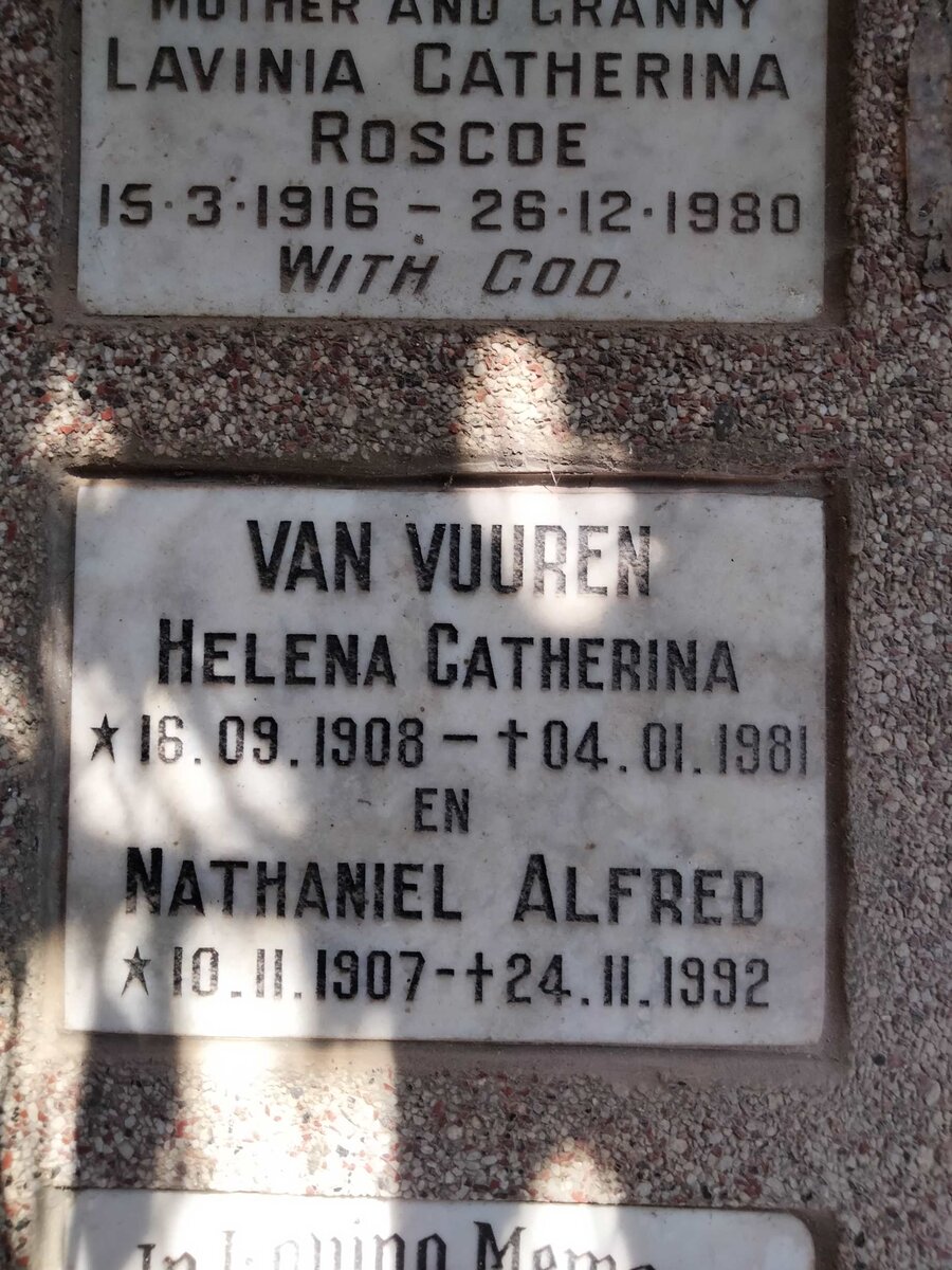 VUUREN Nathaniel Alfred, van 1907-1992 & Helena Catherina 1908-1981