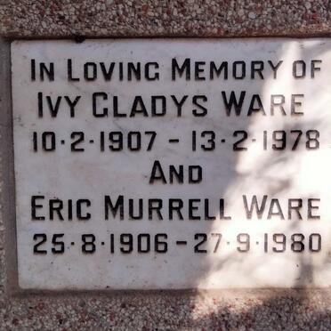 WARE Eric Murrell 1906-1980 & Ivy Gladys 1907-1978