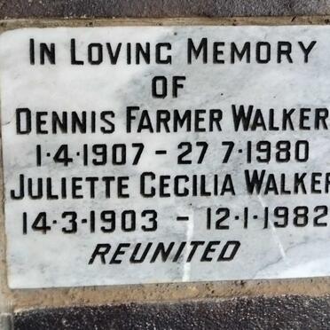 WALKER Dennis Farmer 1907-1980 & Juliette Cecilia 1903-1982