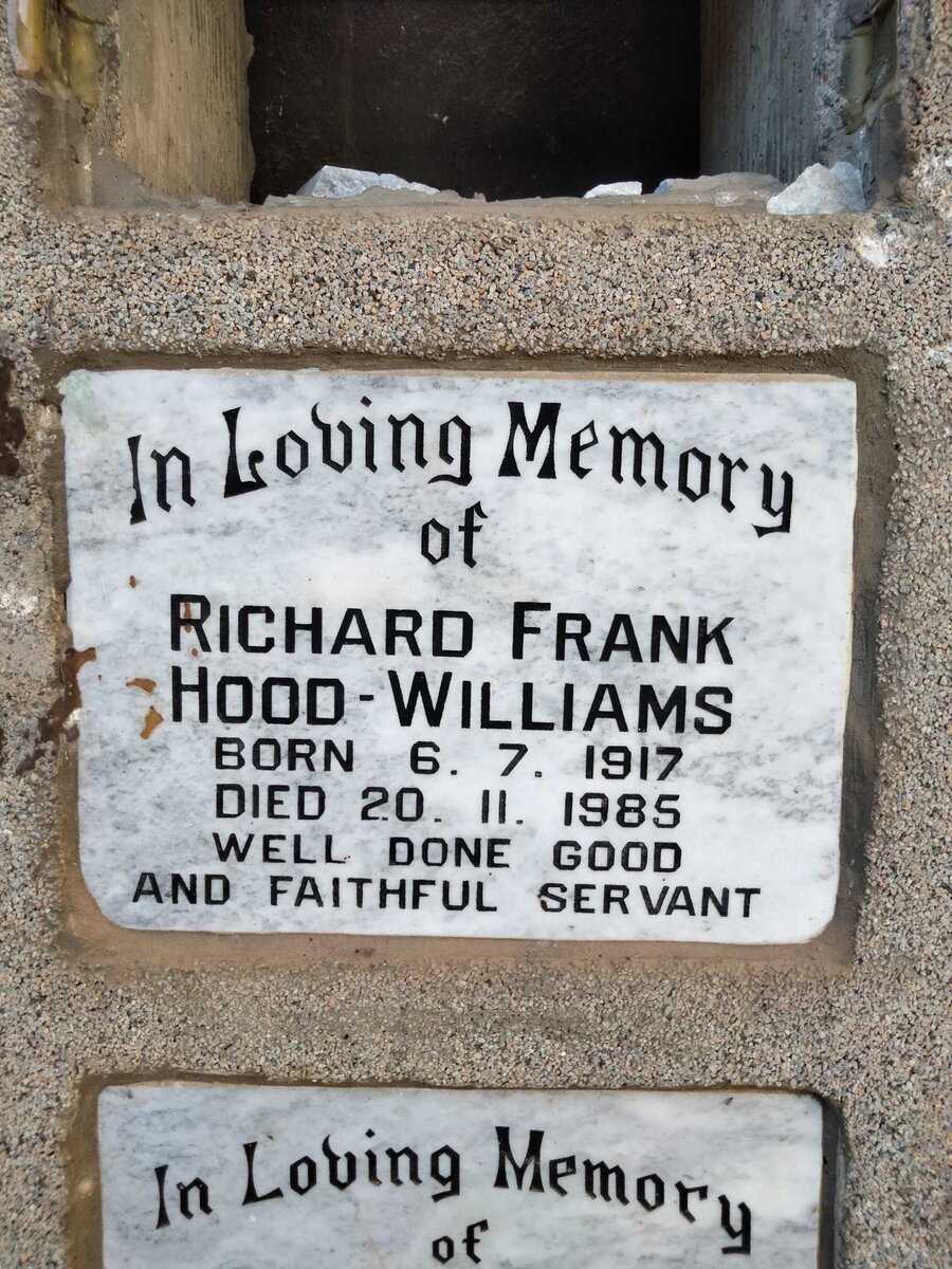 WILLIAMS Richard Frank, HOOD- 1917-1985