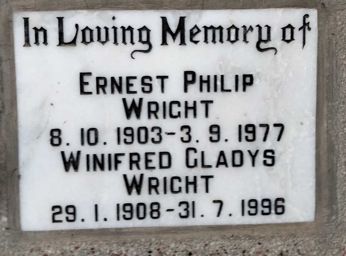 WRIGHT Ernest Philip 1903-1977 & Winifred Gladys 1908-1996