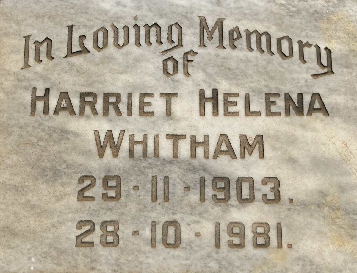 WHITHAM Harriet Helena 1903-1981
