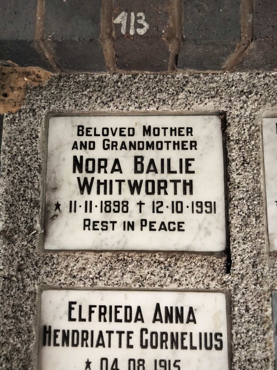 WHITWORTH Nora Bailie 1898-1991