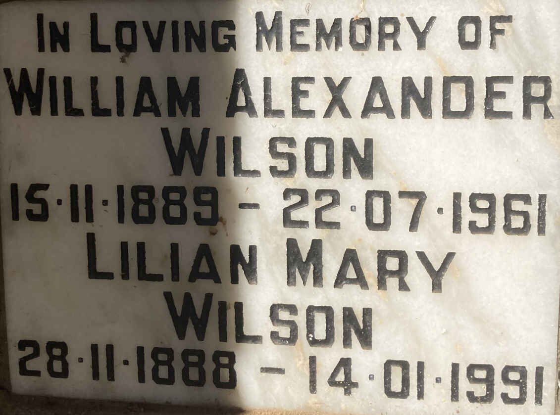 WILSON William Alexander 1889-1961 & Lilian Mary 1888-1991