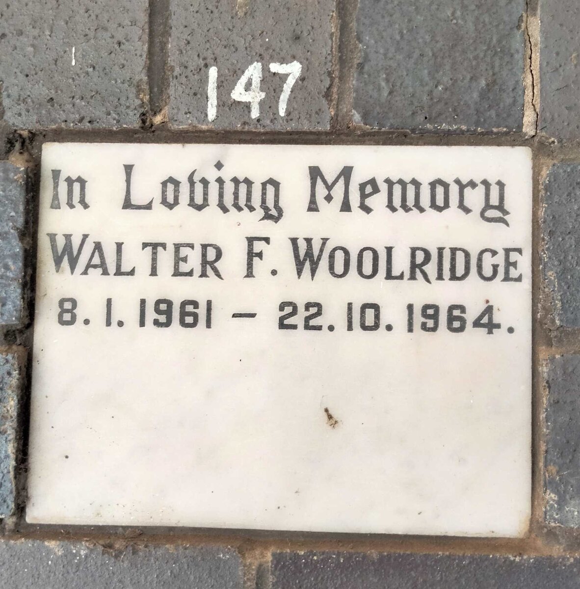 WOOLRIDGE Walter F. 1961-1964