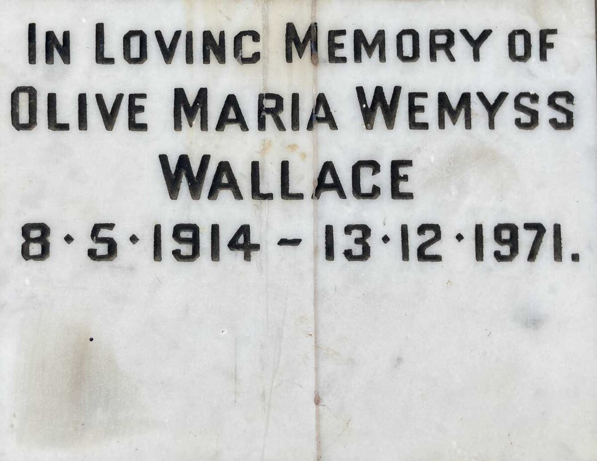 WALLACE Olive Maria Wemyss 1914-1971 