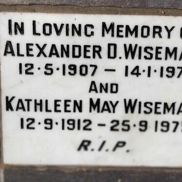 WISEMAN Alexander D. 1907-1976 & Kathleen May 1912-1979