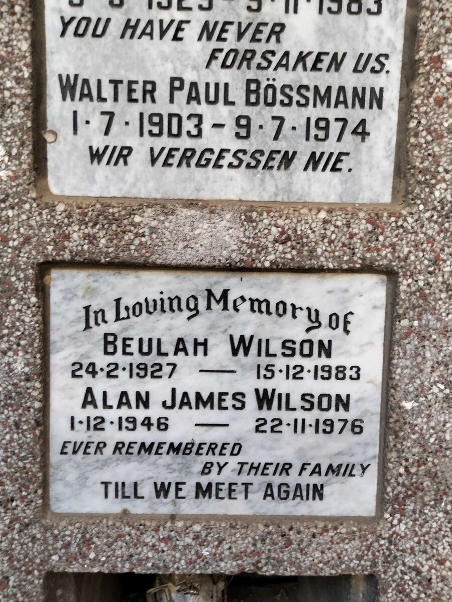 WILSON Beulah 1927-1983 :: WILSON Alan James 1946-1976