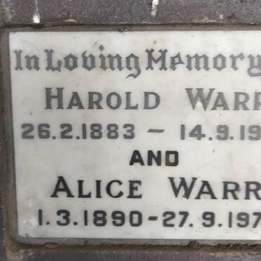 WARR Harold 1883-1963 & Alice 1890-1977