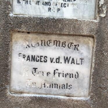 WALT Frances, v.d.