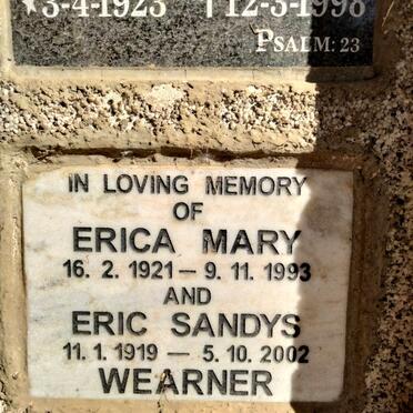 WEARNER Eric Sandys 1919-2002 & Erica Mary 1921-1993