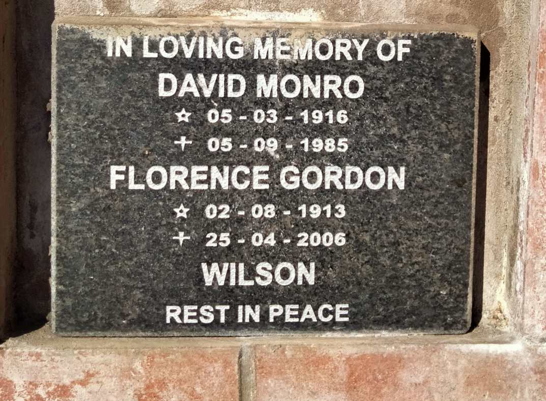 WILSON David Monro 1916-1985 & Florence Gordon 1913-2006