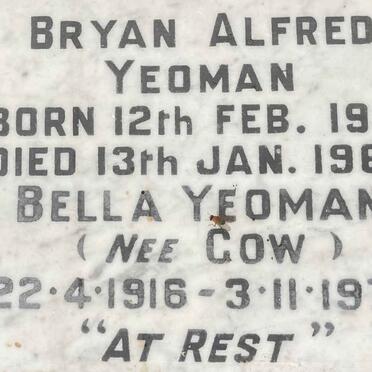 YEOMAN Bryan Alfred 1912-1962 & Bella GOW 1916-1973