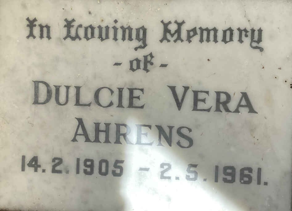 AHRENS Dulcie Vera 1905-1961