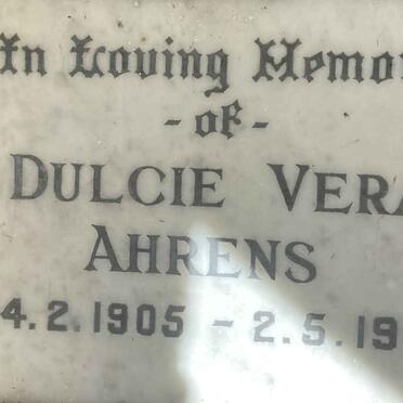AHRENS Dulcie Vera 1905-1961