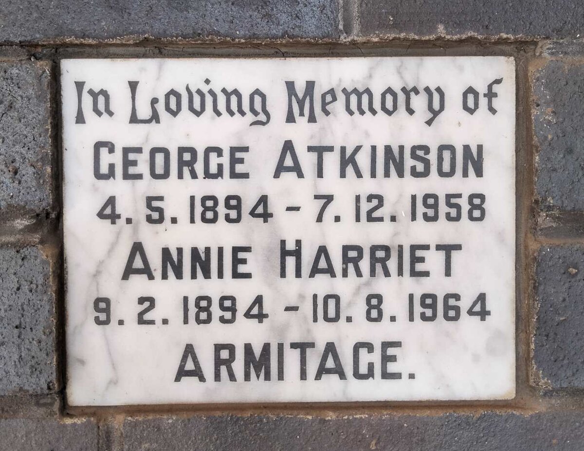 ARMITAGE George Atkinson 1894-1958 & Annie Harriet 1894-1964