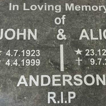 ANDERSON John 1923-1999 & Alice 1920-2009