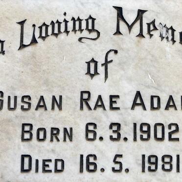 ADAMS Susan Rae 1902-1981