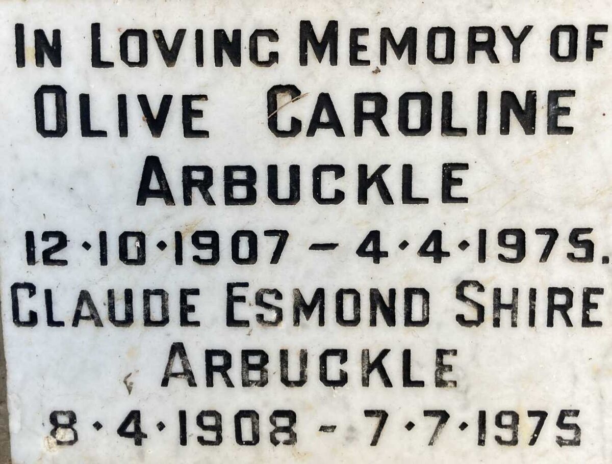 ARBUCKLE Claude Esmond Shire 1908-1975 & Olive Caroline 1907-1975