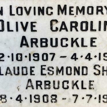 ARBUCKLE Claude Esmond Shire 1908-1975 & Olive Caroline 1907-1975